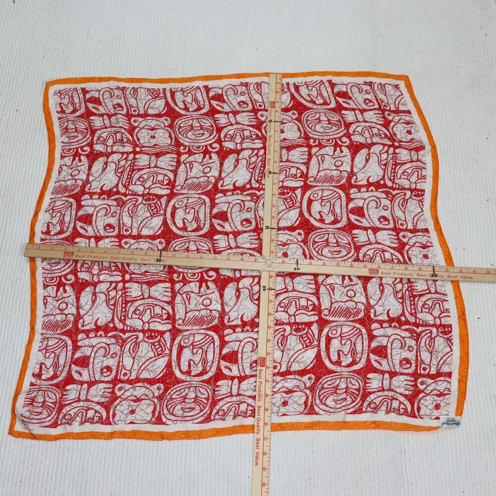 Albert Nipon Red & Orange Abstract Silk Scarf – 3… - image 2